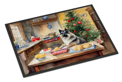 Keeshond Christmas Cookies Doormat Front Door Mat Indoor Outdoor Rugs for Entryway, Non Slip Washable Low Pile, 18H X 27W -K