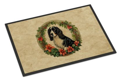 Welsh Springer Spaniel Christmas Flowers Doormat Front Door Mat Indoor Outdoor Rugs for Entryway, Non Slip Washable Low Pile, 18H X 27W -B