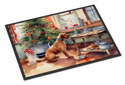 Airedale Terrier Christmas Cookies Doormat Front Door Mat Indoor Outdoor Rugs for Entryway, Non Slip Washable Low Pile, 18H X 27W -C