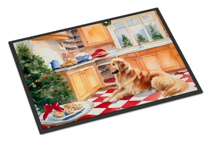 Golden Retriever Christmas Cookies Doormat Front Door Mat Indoor Outdoor Rugs for Entryway, Non Slip Washable Low Pile, 18H X 27W -K