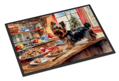 Yorkshire Terrier Yorkie Christmas Cookies Doormat Front Door Mat Indoor Outdoor Rugs for Entryway, Non Slip Washable Low Pile, 18H X 27W -K