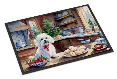 Maltese Christmas Cookies Doormat Front Door Mat Indoor Outdoor Rugs for Entryway, Non Slip Washable Low Pile, 18H X 27W -F