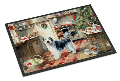Old English Sheepdog Christmas Cookies Doormat Front Door Mat Indoor Outdoor Rugs for Entryway, Non Slip Washable Low Pile, 18H X 27W -G