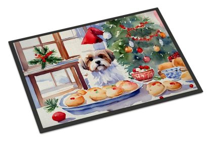 Lhasa Apso Christmas Cookies Doormat Front Door Mat Indoor Outdoor Rugs for Entryway, Non Slip Washable Low Pile, 18H X 27W -A