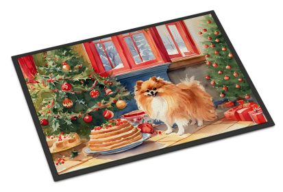 Pomeranian Christmas Cookies Doormat Front Door Mat Indoor Outdoor Rugs for Entryway, Non Slip Washable Low Pile, 18H X 27W -E