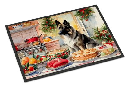 Norwegian Elkhound Christmas Cookies Doormat Front Door Mat Indoor Outdoor Rugs for Entryway, Non Slip Washable Low Pile, 18H X 27W -E