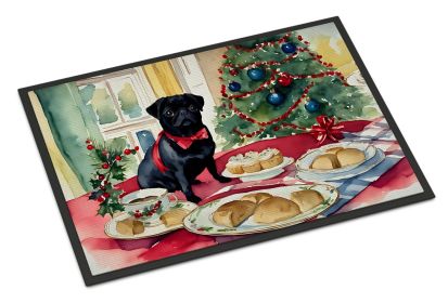 Pug Christmas Cookies Doormat Front Door Mat Indoor Outdoor Rugs for Entryway, Non Slip Washable Low Pile, 18H X 27W -M