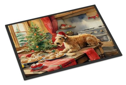 Lakeland Terrier Christmas Cookies Doormat Front Door Mat Indoor Outdoor Rugs for Entryway, Non Slip Washable Low Pile, 18H X 27W -E