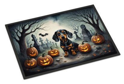 Dachshund Spooky Halloween Doormat Front Door Mat Indoor Outdoor Rugs for Entryway, Non Slip Washable Low Pile, 24H X 36W -I