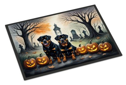 Rottweiler Spooky Halloween Doormat Front Door Mat Indoor Outdoor Rugs for Entryway, Non Slip Washable Low Pile, 24H X 36W -H