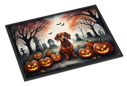 Dachshund Spooky Halloween Doormat Front Door Mat Indoor Outdoor Rugs for Entryway, Non Slip Washable Low Pile, 24H X 36W -H