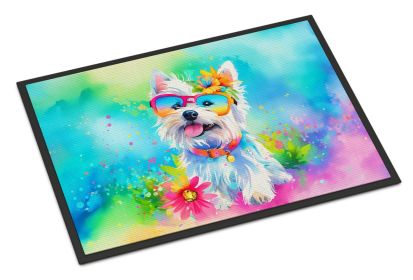 Westie Hippie Dawg Doormat Front Door Mat Indoor Outdoor Rugs for Entryway, Non Slip Washable Low Pile, 24H X 36W -J