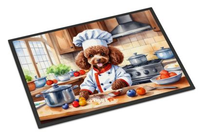 Chocolate Poodle The Chef Doormat Front Door Mat Indoor Outdoor Rugs for Entryway, Non Slip Washable Low Pile, 24H X 36W -E