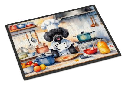 Black Poodle The Chef Doormat Front Door Mat Indoor Outdoor Rugs for Entryway, Non Slip Washable Low Pile, 24H X 36W -G