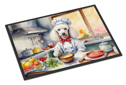 White Poodle The Chef Doormat Front Door Mat Indoor Outdoor Rugs for Entryway, Non Slip Washable Low Pile, 24H X 36W -A