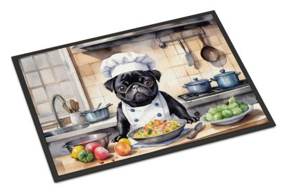 Pug The Chef Doormat Front Door Mat Indoor Outdoor Rugs for Entryway, Non Slip Washable Low Pile, 24H X 36W -M