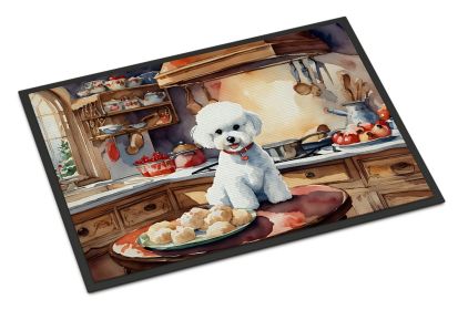 Bichon Frise Christmas Cookies Doormat Front Door Mat Indoor Outdoor Rugs for Entryway, Non Slip Washable Low Pile, 24H X 36W -D