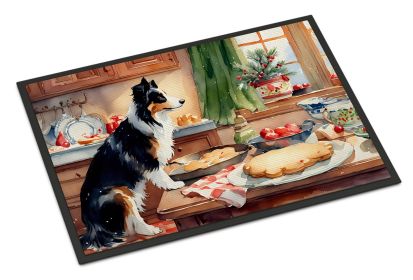Border Collie Christmas Cookies Doormat Front Door Mat Indoor Outdoor Rugs for Entryway, Non Slip Washable Low Pile, 24H X 36W -F