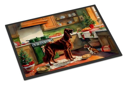 Irish Setter Christmas Cookies Doormat Front Door Mat Indoor Outdoor Rugs for Entryway, Non Slip Washable Low Pile, 24H X 36W -D