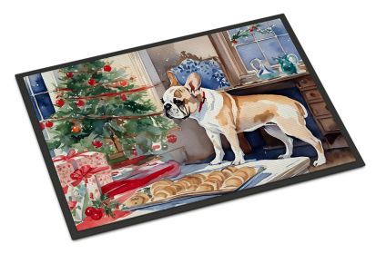 French Bulldog Christmas Cookies Doormat Front Door Mat Indoor Outdoor Rugs for Entryway, Non Slip Washable Low Pile, 24H X 36W -F