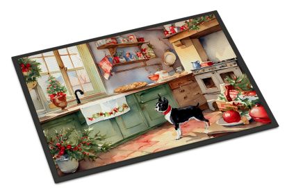 Boston Terrier Christmas Cookies Doormat Front Door Mat Indoor Outdoor Rugs for Entryway, Non Slip Washable Low Pile, 24H X 36W -J
