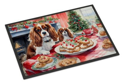 Cavalier Spaniel Christmas Cookies Doormat Front Door Mat Indoor Outdoor Rugs for Entryway, Non Slip Washable Low Pile, 24H X 36W -M