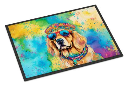 Golden Retriever Hippie Dawg Doormat Front Door Mat Indoor Outdoor Rugs for Entryway, Non Slip Washable Low Pile, 24H X 36W -I