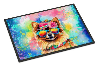 Pomeranian Hippie Dawg Doormat Front Door Mat Indoor Outdoor Rugs for Entryway, Non Slip Washable Low Pile, 24H X 36W -D