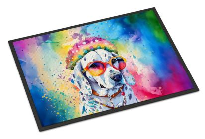 Dalmatian Hippie Dawg Doormat Front Door Mat Indoor Outdoor Rugs for Entryway, Non Slip Washable Low Pile, 24H X 36W -A
