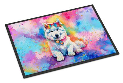 Samoyed Hippie Dawg Doormat Front Door Mat Indoor Outdoor Rugs for Entryway, Non Slip Washable Low Pile, 24H X 36W -J