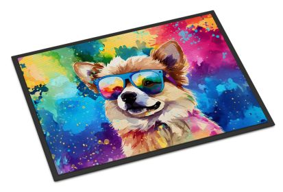 Pomeranian Hippie Dawg Doormat Front Door Mat Indoor Outdoor Rugs for Entryway, Non Slip Washable Low Pile, 24H X 36W -E