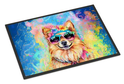 Pomeranian Hippie Dawg Doormat Front Door Mat Indoor Outdoor Rugs for Entryway, Non Slip Washable Low Pile, 24H X 36W -F