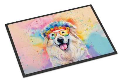 Great Pyrenees Hippie Dawg Doormat Front Door Mat Indoor Outdoor Rugs for Entryway, Non Slip Washable Low Pile, 24H X 36W -J