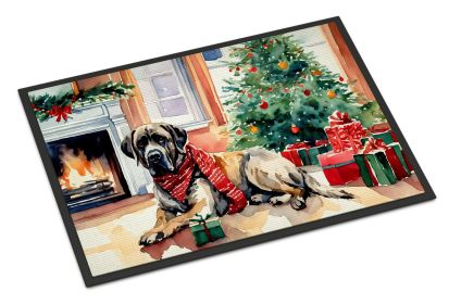 Mastiff Cozy Christmas Doormat Front Door Mat Indoor Outdoor Rugs for Entryway, Non Slip Washable Low Pile, 24H X 36W -A