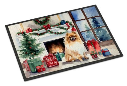 Pomeranian Cozy Christmas Doormat Front Door Mat Indoor Outdoor Rugs for Entryway, Non Slip Washable Low Pile, 24H X 36W -A