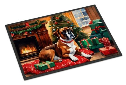 Boxer Cozy Christmas Doormat Front Door Mat Indoor Outdoor Rugs for Entryway, Non Slip Washable Low Pile, 24H X 36W -A