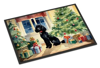 Poodle Cozy Christmas Doormat Front Door Mat Indoor Outdoor Rugs for Entryway, Non Slip Washable Low Pile, 24H X 36W -M