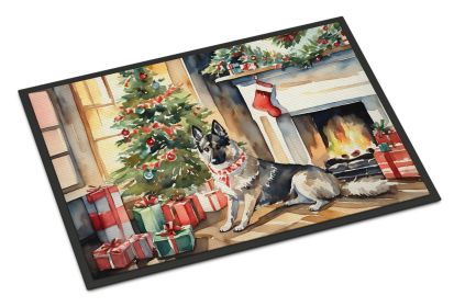 Norwegian Elkhound Cozy Christmas Doormat Front Door Mat Indoor Outdoor Rugs for Entryway, Non Slip Washable Low Pile, 24H X 36W -J