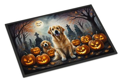 Golden Retriever Spooky Halloween Doormat Front Door Mat Indoor Outdoor Rugs for Entryway, Non Slip Washable Low Pile, 24H X 36W -A