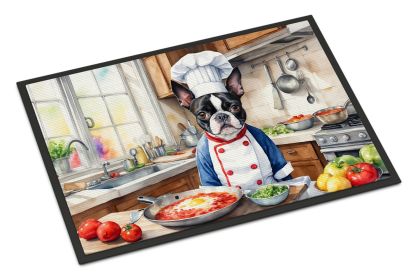 Boston Terrier The Chef Doormat Front Door Mat Indoor Outdoor Rugs for Entryway, Non Slip Washable Low Pile, 24H X 36W -B