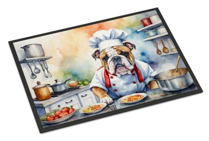 English Bulldog The Chef Doormat Front Door Mat Indoor Outdoor Rugs for Entryway, Non Slip Washable Low Pile, 24H X 36W -G
