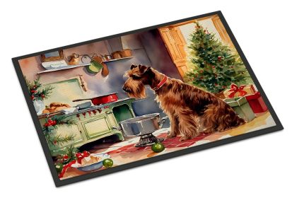 Irish Terrier Christmas Cookies Doormat Front Door Mat Indoor Outdoor Rugs for Entryway, Non Slip Washable Low Pile, 24H X 36W -M