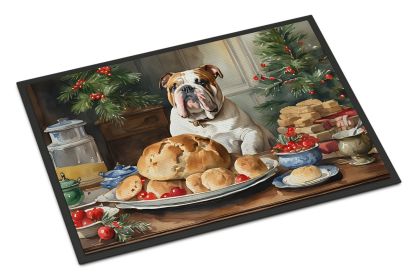 English Bulldog Christmas Cookies Doormat Front Door Mat Indoor Outdoor Rugs for Entryway, Non Slip Washable Low Pile, 24H X 36W -J