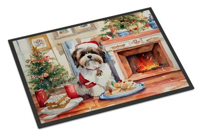 Lhasa Apso Christmas Cookies Doormat Front Door Mat Indoor Outdoor Rugs for Entryway, Non Slip Washable Low Pile, 24H X 36W -C
