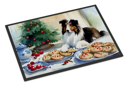 Sheltie Christmas Cookies Doormat Front Door Mat Indoor Outdoor Rugs for Entryway, Non Slip Washable Low Pile, 24H X 36W -E