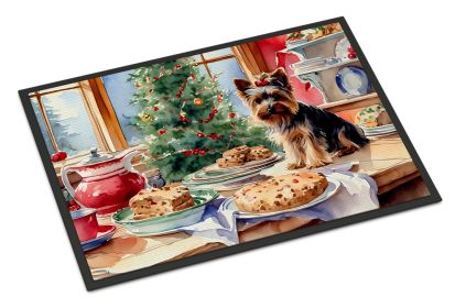 Yorkshire Terrier Yorkie Christmas Cookies Doormat Front Door Mat Indoor Outdoor Rugs for Entryway, Non Slip Washable Low Pile, 24H X 36W -B