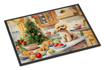 Poodle Christmas Cookies Doormat Front Door Mat Indoor Outdoor Rugs for Entryway, Non Slip Washable Low Pile, 24H X 36W -D