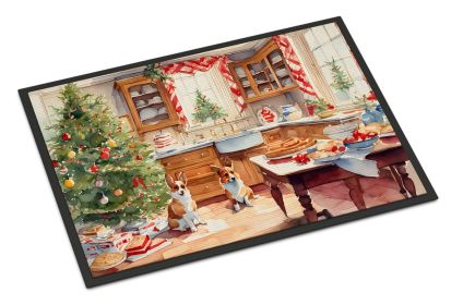 Corgi Christmas Cookies Doormat Front Door Mat Indoor Outdoor Rugs for Entryway, Non Slip Washable Low Pile, 24H X 36W -L