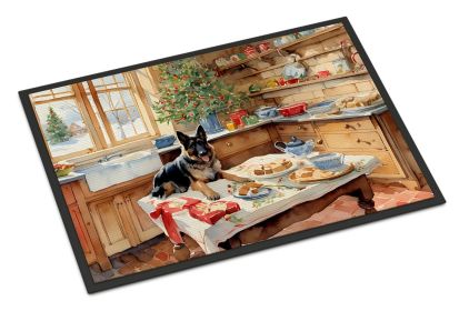 German Shepherd Christmas Cookies Doormat Front Door Mat Indoor Outdoor Rugs for Entryway, Non Slip Washable Low Pile, 24H X 36W -B