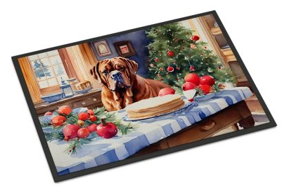 Dogue de Bordeaux Christmas Cookies Doormat Front Door Mat Indoor Outdoor Rugs for Entryway, Non Slip Washable Low Pile, 24H X 36W -K